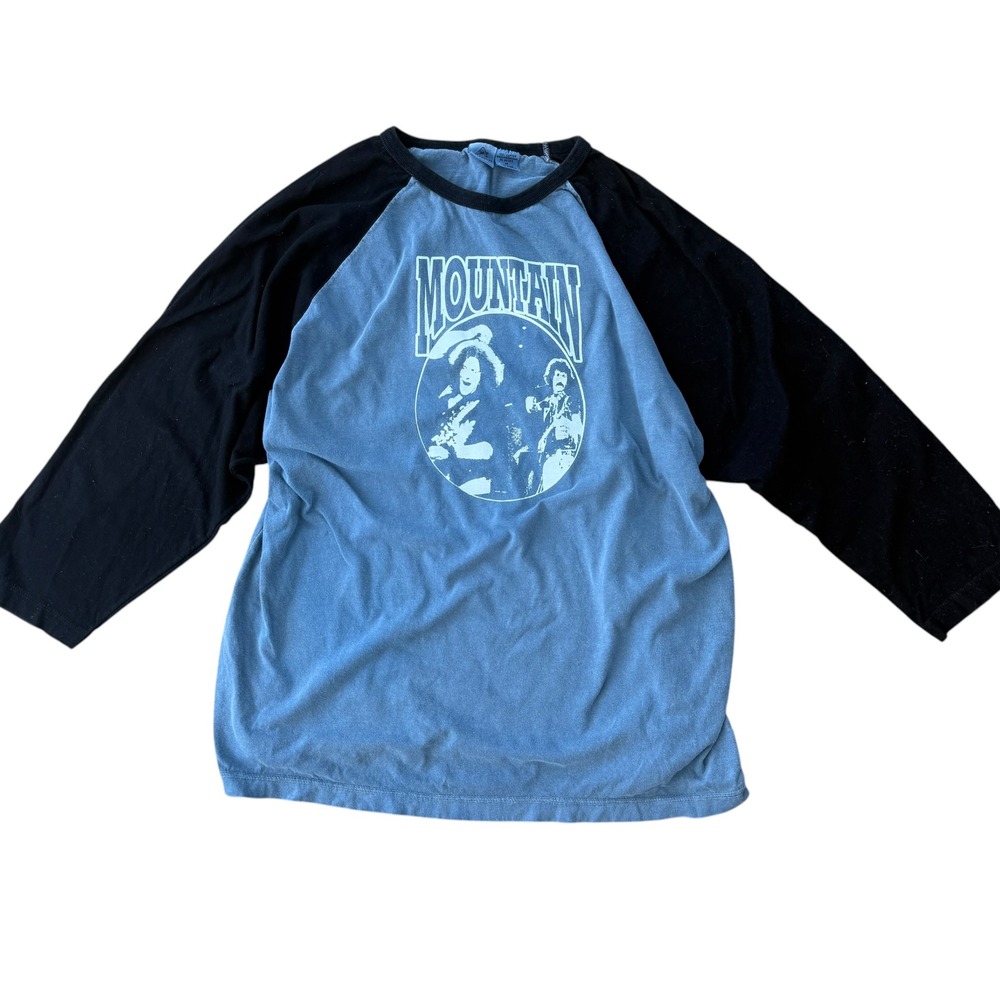 90s Mountain Band Raglan Baseball Tee Graphic Shirt Medium Blue